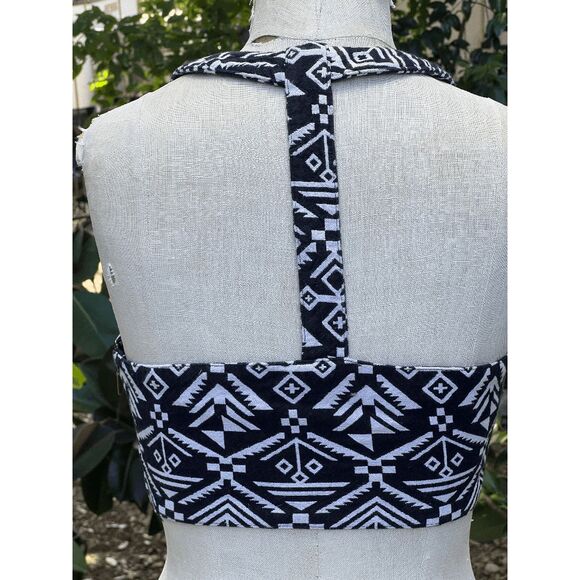 Black and White Geometric Bralette and Jacket Set Cotton Weave - Size M - Picture 8 of 10